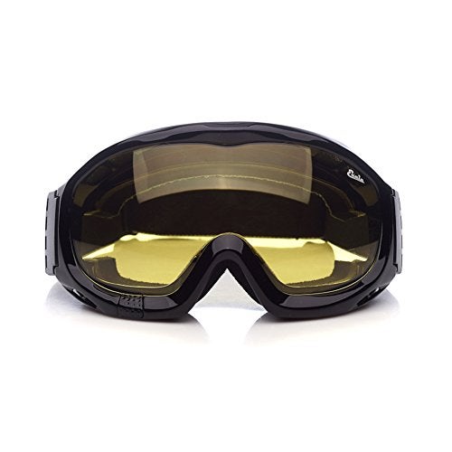 Optional life 'Fit Over Glasses' Anti-fog Riding Goggles with Sponge Liner Adjustable Elastic Headband (Yellow Lens Brighter) - Image 1