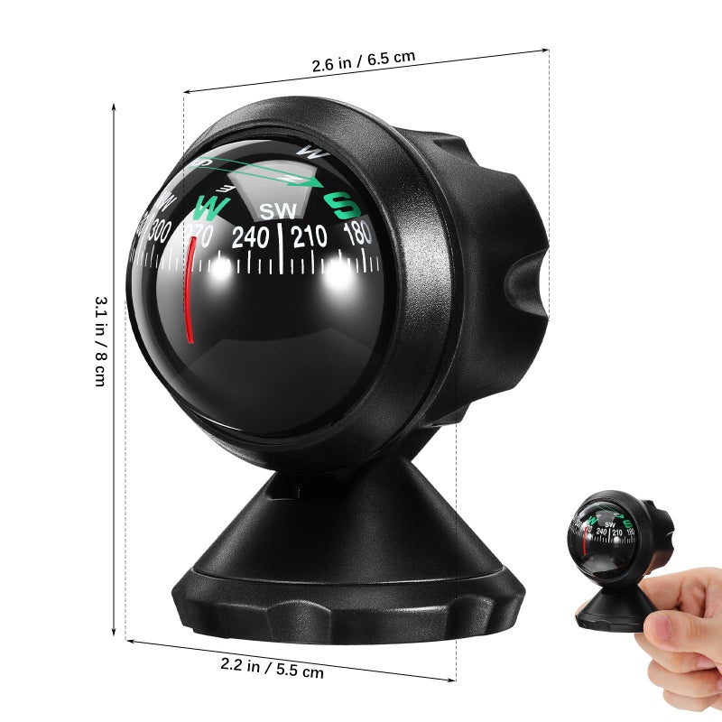 Universal Car Dashboard Ball Compass with Mount Stick for Navigation Trucks SUVs - Image 3