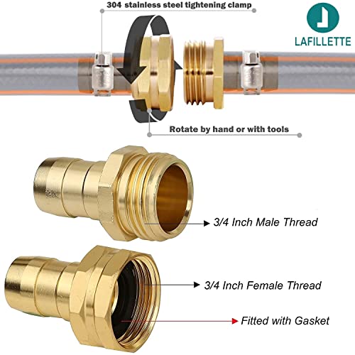 LAFILLETTE Garden Hose Repair Pipe Connector with Clamps Hose, Fit for 3/4" Garden Hose Connector (Pack of 4) - Image 4