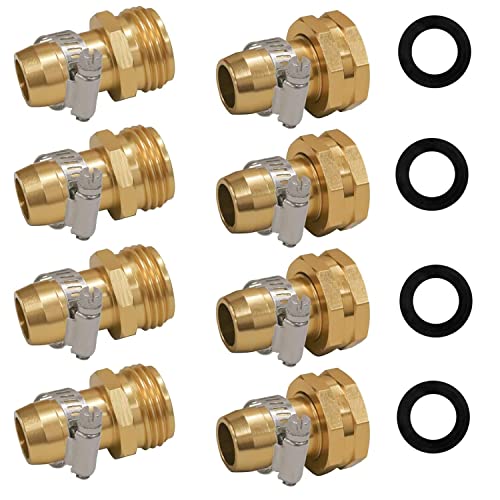 LAFILLETTE Garden Hose Repair Pipe Connector with Clamps Hose, Fit for 3/4" Garden Hose Connector (Pack of 4) - Image 1