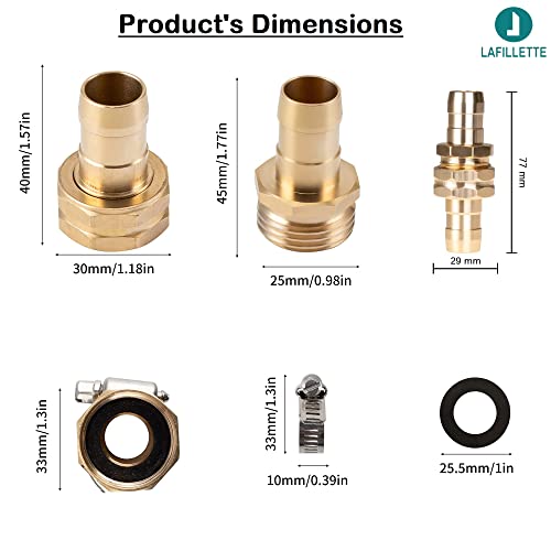 LAFILLETTE Garden Hose Repair Pipe Connector with Clamps Hose, Fit for 3/4" Garden Hose Connector (Pack of 4) - Image 2