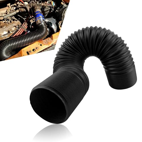Flygun 1 PC Car Inlet Cold Air Intake Hose Flexible Vehicle Feed Pipe Replacement Universal Stretchable Waterproof Durable Automotive Tube Accessories for Truck SUV Car Black 76MM - Image 1