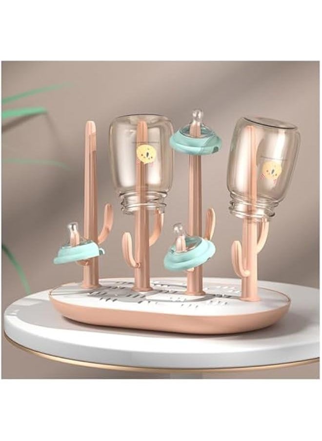 HOOKOR - Baby Bottle Drying Rack, Pink Space Saving Countertop Drying Rack Baby Accessory (54-01) - Image 1