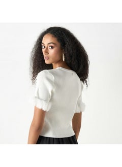 2Xtremz 2Xtremz Solid T-Shirt with Faux Fur Detail  - Image 2