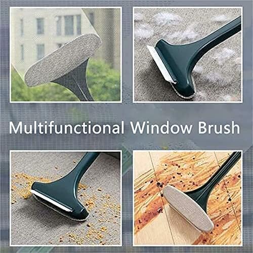 Cozron Cozron 2 in 1 Mesh Cleaner Brush with Windows Cleaning Wiper and Extended Handle Multipurpose Double Sided with Hanging Hole Used to Clean Mosquito Nets, Glass, Tabletop Etc Multicolor, Pack of 1 - Image 4
