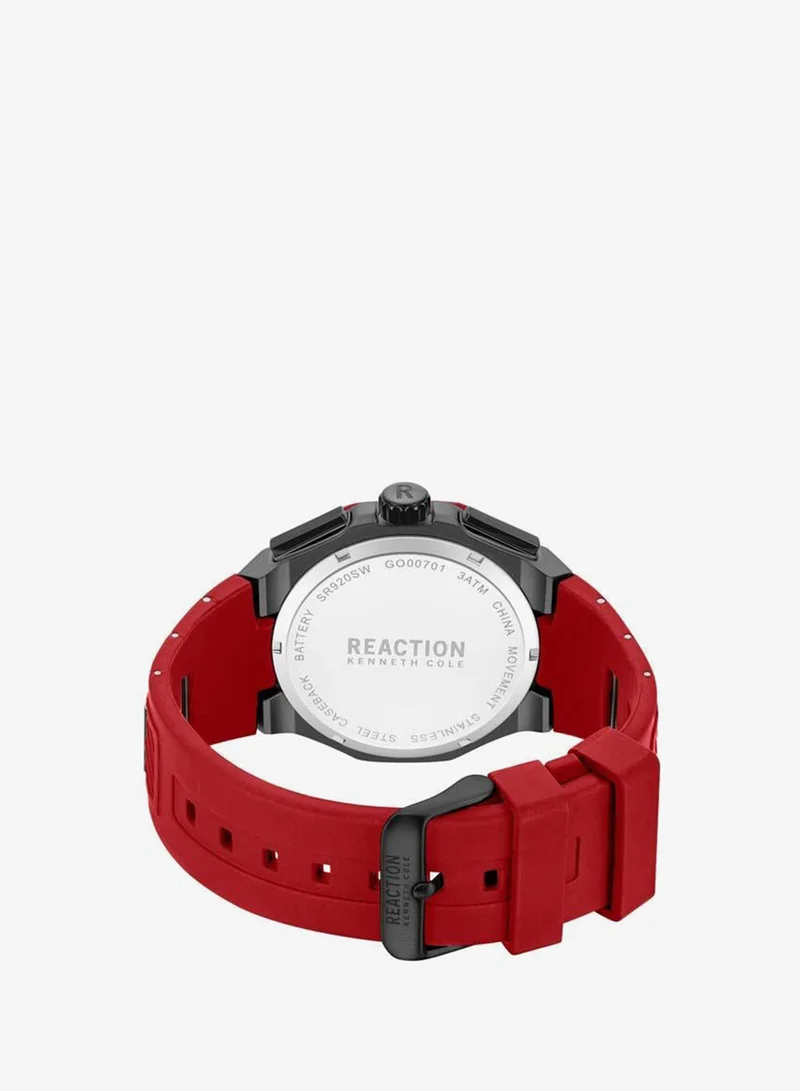 Kenneth Cole Reaction red Black Dial Red Silicone Strap Chronograph Watch for Men, 45mm for Men | Best Price UAE