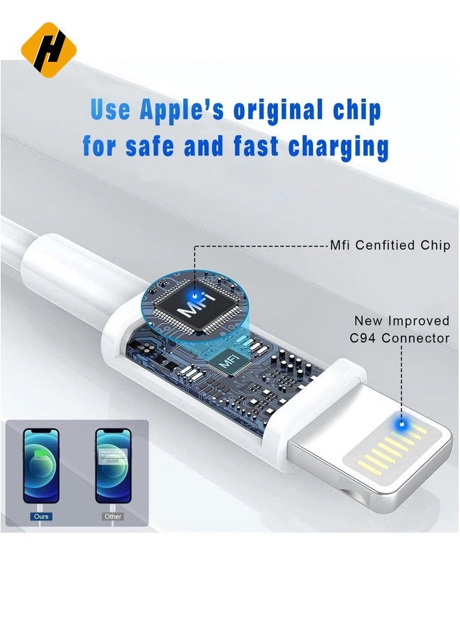 HuHa - USB C to Lightning Cable 3PACK 2M Fast Charger Cable, iPhone Charger Cord Compatible with iPhone 14/13/12/11 Pro Max/XS MAX/XR/XS/X/8/7/Plus - Image 1