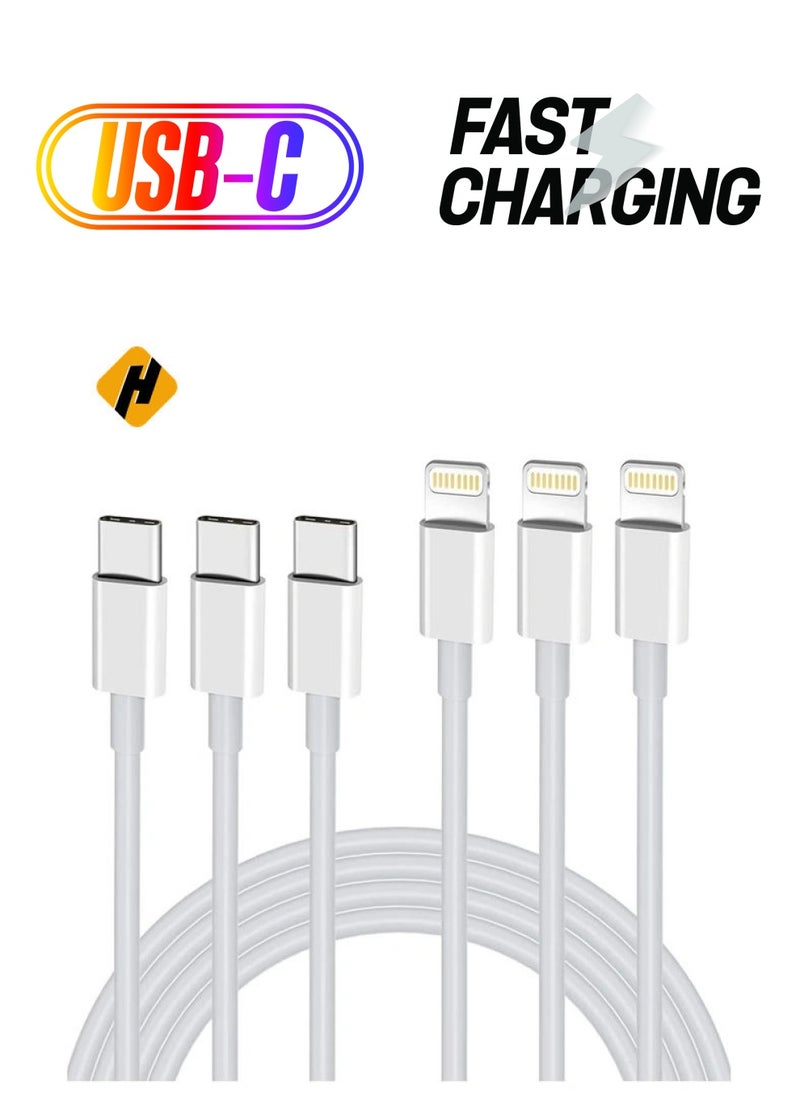 HuHa - USB C to Lightning Cable 3PACK 2M Fast Charger Cable, iPhone Charger Cord Compatible with iPhone 14/13/12/11 Pro Max/XS MAX/XR/XS/X/8/7/Plus - Image 1