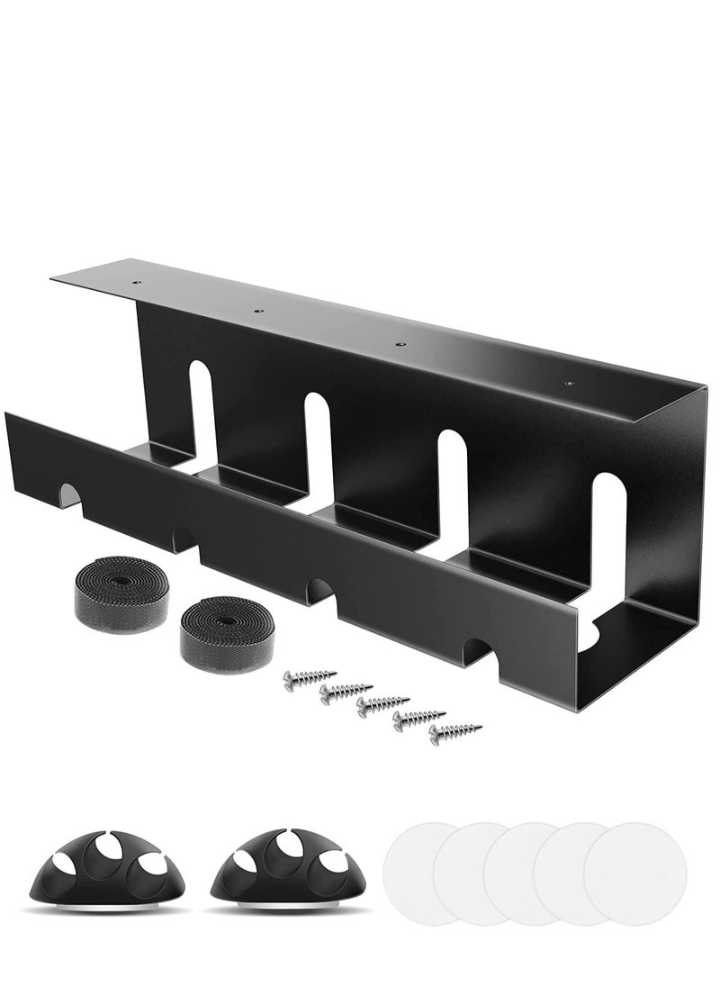 MIXDE Under Desk Cable Management Tray, Upgraded Wire Management No Drill No Screws, Cable Tray with Clamp for Desk Wire Management, Computer Cable Rack for Office, Home No Damage to Desk  - Image 1