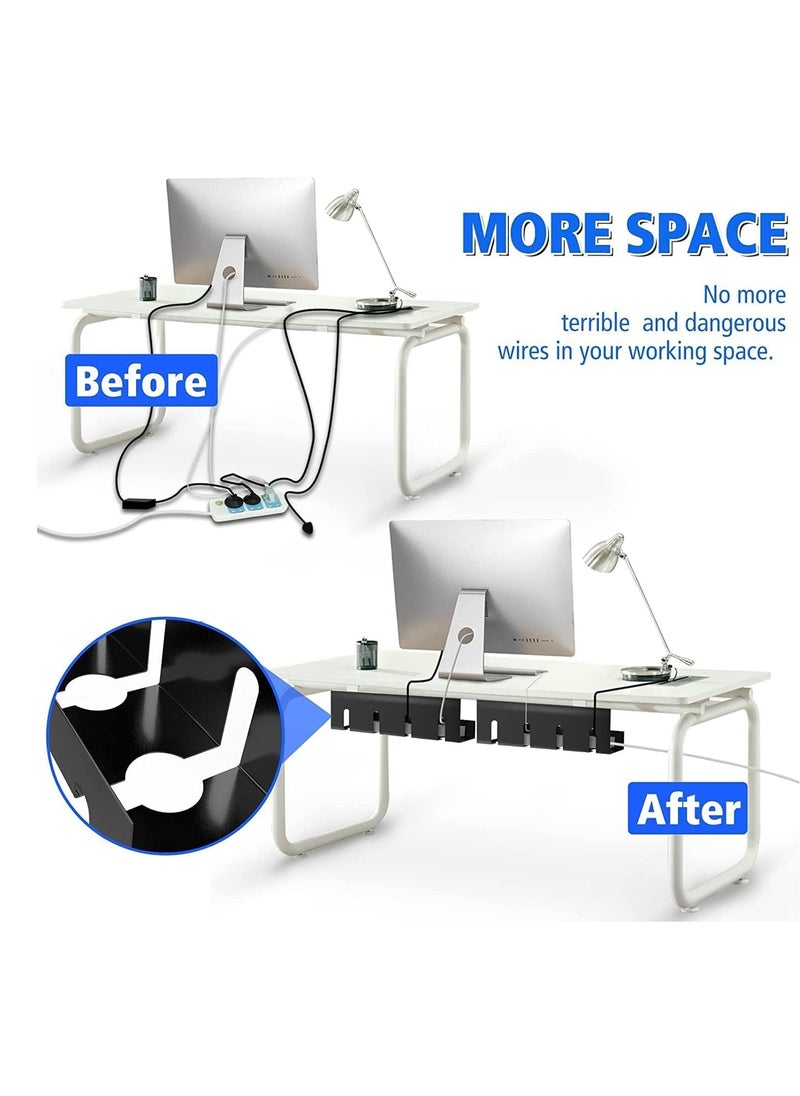 MIXDE Under Desk Cable Management Tray, Upgraded Wire Management No Drill No Screws, Cable Tray with Clamp for Desk Wire Management, Computer Cable Rack for Office, Home No Damage to Desk  - Image 3