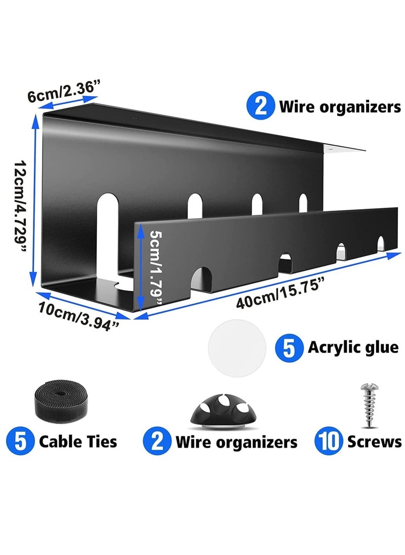 MIXDE Under Desk Cable Management Tray, Upgraded Wire Management No Drill No Screws, Cable Tray with Clamp for Desk Wire Management, Computer Cable Rack for Office, Home No Damage to Desk  - Image 2