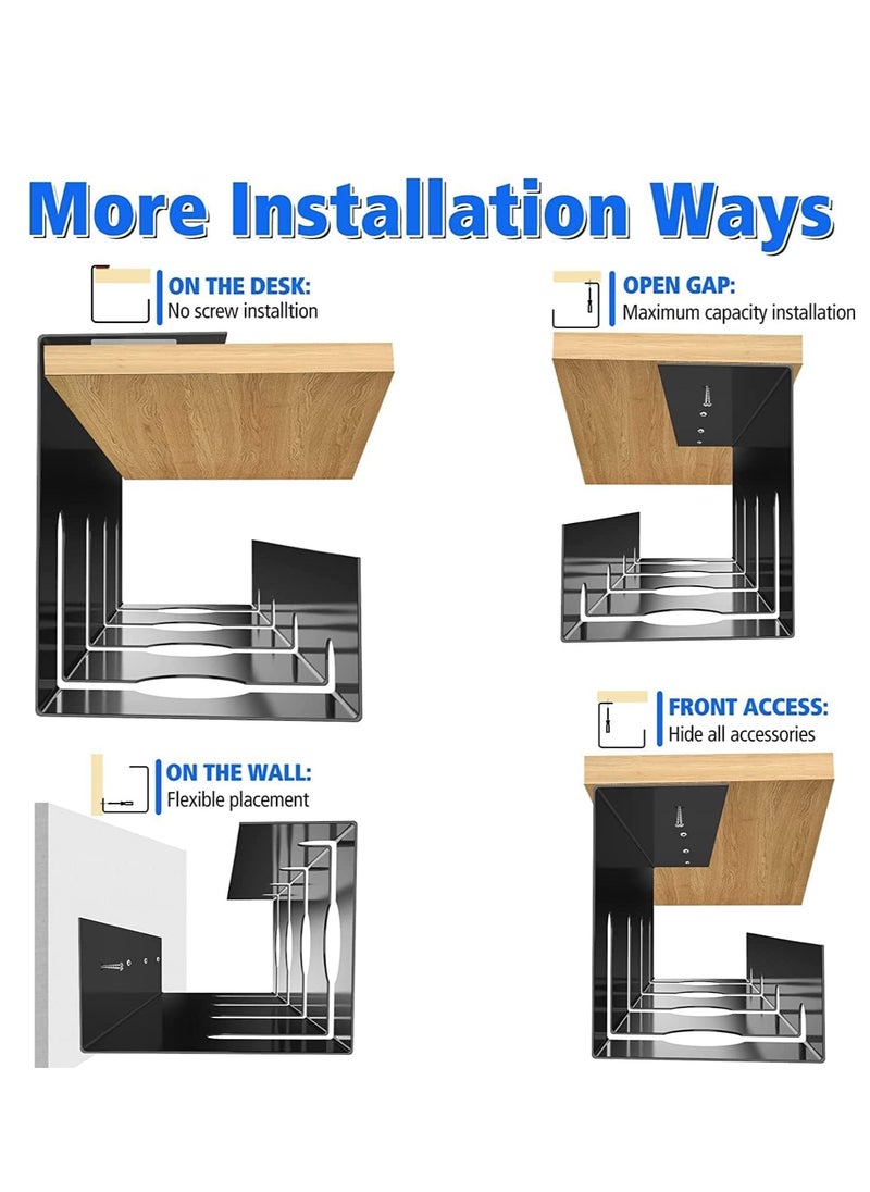 MIXDE Under Desk Cable Management Tray, Upgraded Wire Management No Drill No Screws, Cable Tray with Clamp for Desk Wire Management, Computer Cable Rack for Office, Home No Damage to Desk  - Image 5