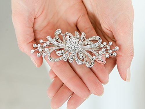 Mariell Antique Crystal Bridal Brooch Pin for Weddings, Bridesmaid, Mother of the Bride Jewelry Accessory - Image 2