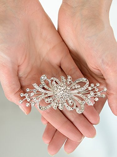 Mariell Antique Crystal Bridal Brooch Pin for Weddings, Bridesmaid, Mother of the Bride Jewelry Accessory - Image 4