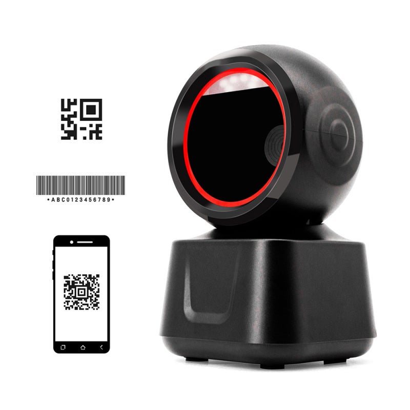 2D Barcode Scanner: Black, 62mm Large Scanning Window, Strong 1D/2D/QR Decoding Capacity - Hands-Free Desktop Design, USB Wired Barcode Reader for Supermarkets, Retail Stores, Warehouses - Image 1