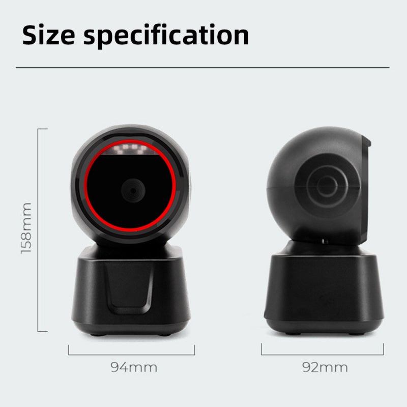 2D Barcode Scanner: Black, 62mm Large Scanning Window, Strong 1D/2D/QR Decoding Capacity - Hands-Free Desktop Design, USB Wired Barcode Reader for Supermarkets, Retail Stores, Warehouses - Image 4