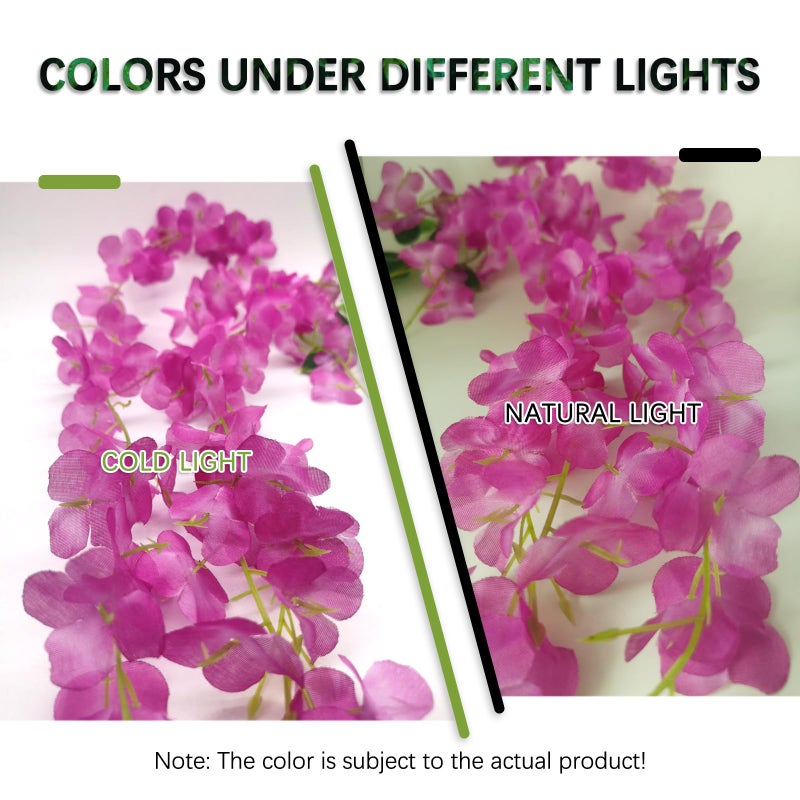 Luerbi 24 Pack Purple Red Wisteria Hanging Flowers Garland  3.77 Ft Purple Red Artificial Wisteria Flower Vines  Fake Purple Red Wisteria  Flower Vines for Backdrop  Purple Red Hanging Flowers Garland Decor - Image 2