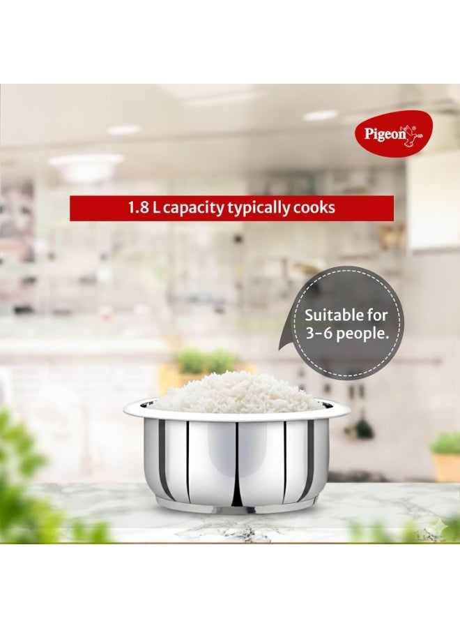 Pigeon Stainless Steel Bowl, 26 cm Diameter, Compatible with 1.8 L Rice Cooker (Silver, Induction Bottom) - Image 2