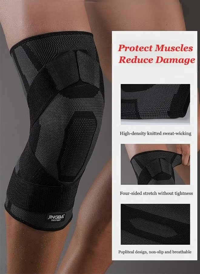 جينجبا سابورت دعامة الركبة JINGBA - دعامة للركبة لتخفيف آلام الركبة - دعامة الركبة للرجال والنساء - للحماية أثناء التجديف في الهواء الطلق وركوب الدراجات وكرة السلة والجري واللياقة البدنية ولتمزق الغضروف الهلالي والتهاب المفاصل وآلام المفاصل وغيرها - Image 5