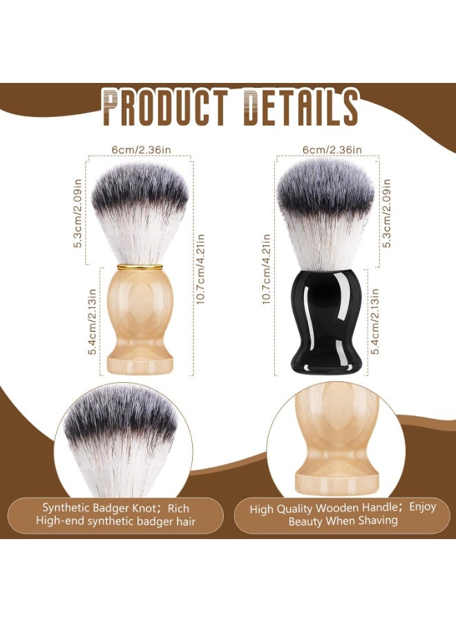 Newtay 2 Pack Men Shaving Brush, Soap Synthetic Hair Tool & wet Shave Using Cream with Hard Wood Handle Synthetic Travel Paint Brush for Men Valentine Gifts Hair Salon Tool Home(Brown, Black,stylish) - Image 5