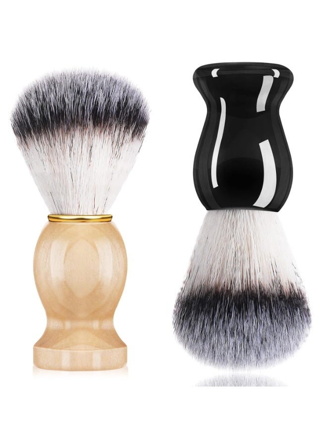 Newtay 2 Pack Men Shaving Brush, Soap Synthetic Hair Tool & wet Shave Using Cream with Hard Wood Handle Synthetic Travel Paint Brush for Men Valentine Gifts Hair Salon Tool Home(Brown, Black,stylish) - Image 1