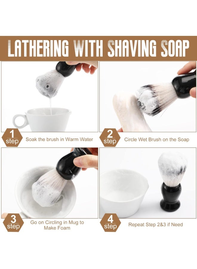 Newtay 2 Pack Men Shaving Brush, Soap Synthetic Hair Tool & wet Shave Using Cream with Hard Wood Handle Synthetic Travel Paint Brush for Men Valentine Gifts Hair Salon Tool Home(Brown, Black,stylish) - Image 2