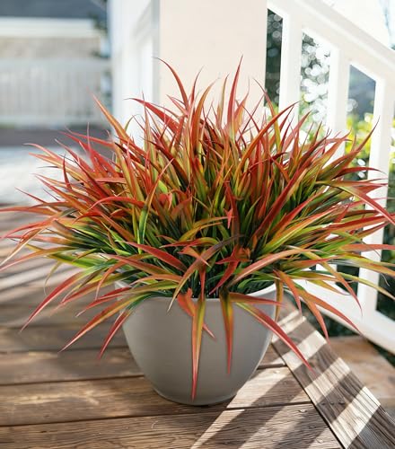 Ivydale 12Pcs Fake Plants Outdoor Artificial Plastic Grass Spring Decoration UV Resistant Faux Greenery Stems Bushes Outside Fake Plants for Planters Patio Porch Window Box Pathway Garden Home Decor - Image 1