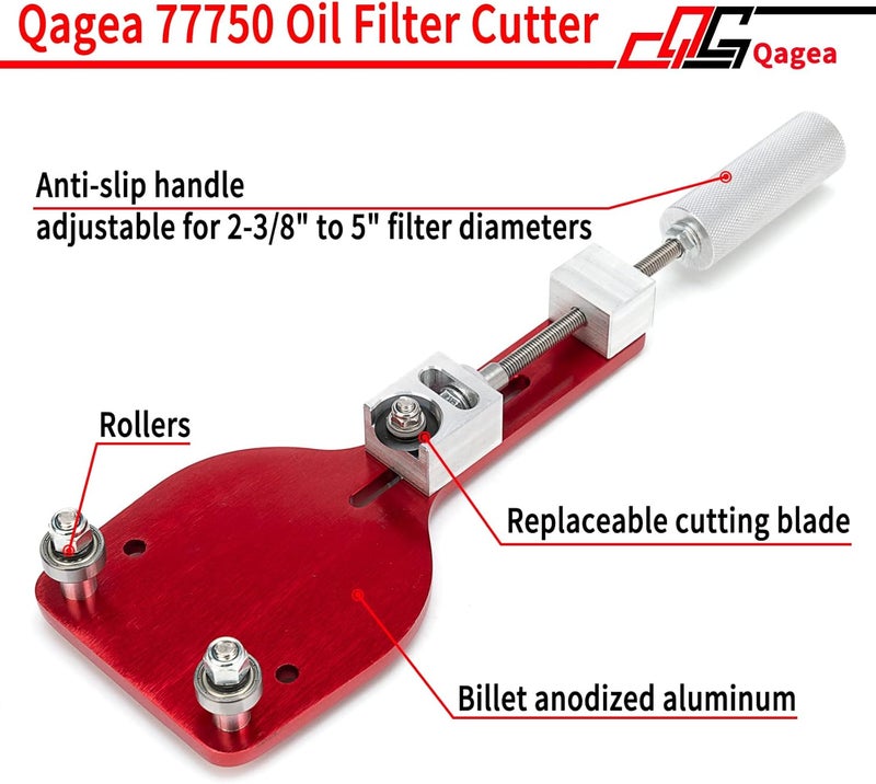 Qagea 77750 Oil Filter Cutter, Oil Filter Cutting Tool for Filter Cutting Range 2 3/8"-5" - Image 3