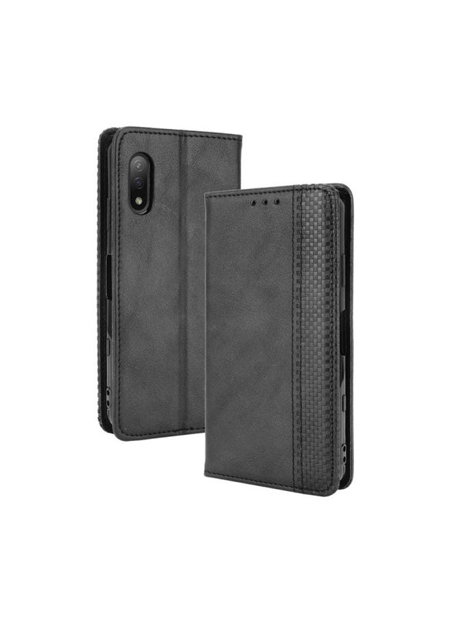 HuHa - Case Cover For For Sony Xperia Ace II Magnetic Buckle Retro Crazy Horse Texture Horizontal Flip Leather Case with Holder & Card Slots & Photo Frame(Black) - Image 1