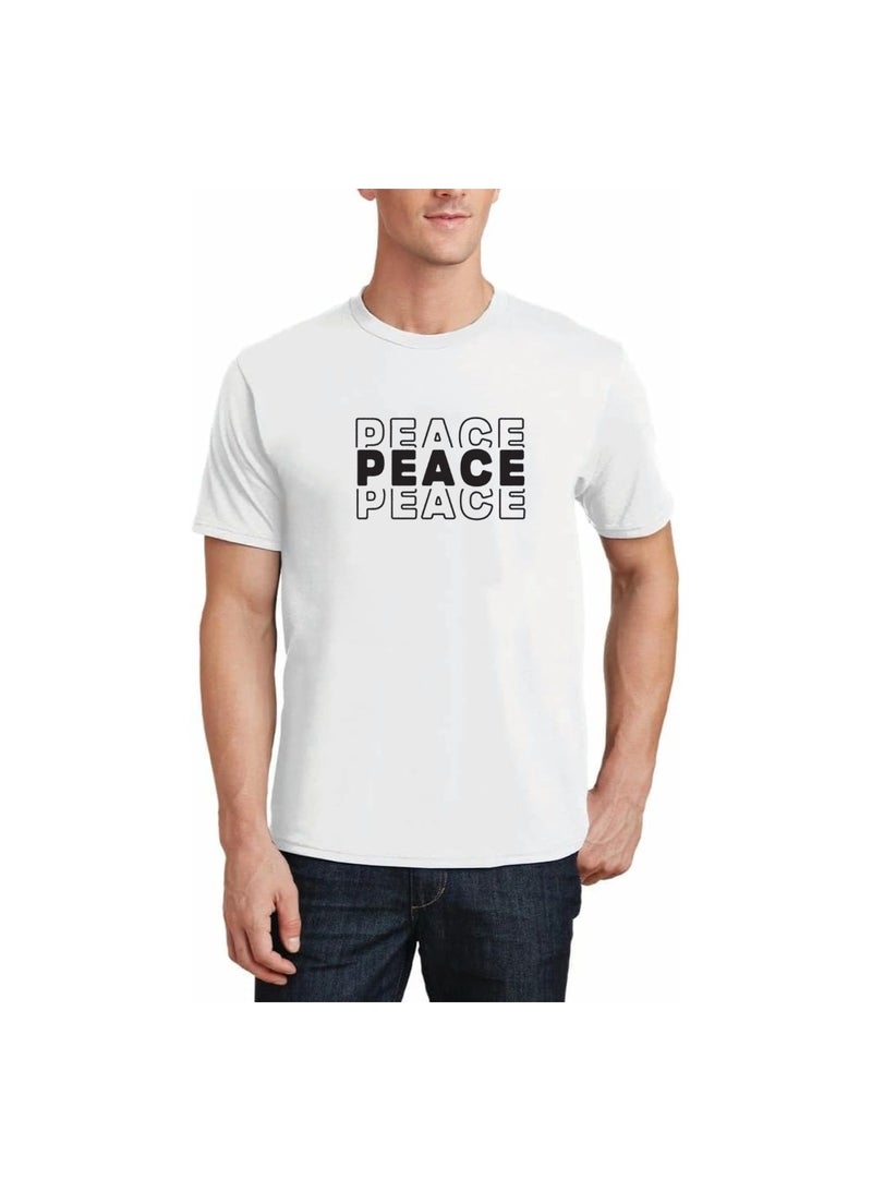 PRINTSHOP4ME Peace Love Men's T-Shirt–Cotton Half Sleeve Round Neck Soft&Breathable Fabric Casual Wear For Everyday Comfort|Gift For Special Events  - Image 1