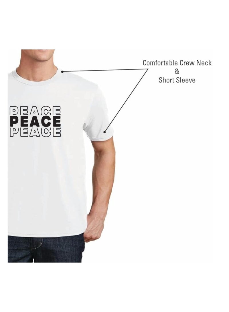 PRINTSHOP4ME Peace Love Men's T-Shirt–Cotton Half Sleeve Round Neck Soft&Breathable Fabric Casual Wear For Everyday Comfort|Gift For Special Events  - Image 5
