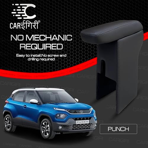 Carigiri Premium Finish Car Armrest with Storage Box And High Density Moulded Foam For Tata Punch (Not for Punch Ev)(Black Seam,Nappa Leatherette) (Black With Black Stitching) - Image 5