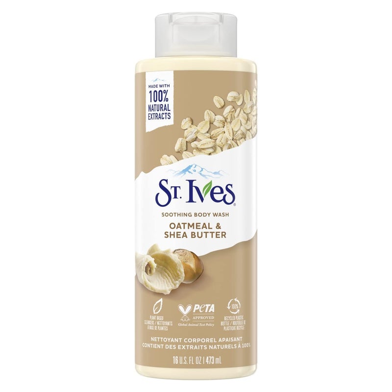 St. Ives Body Wash - Soothing Moisturizing Cleanser with Oatmeal & Shea Butter, Natural Body Wash for Sensitive Skin Made with Plant-Based Cleansers and 100% Natural Extracts, 16 Ounces - Image 1