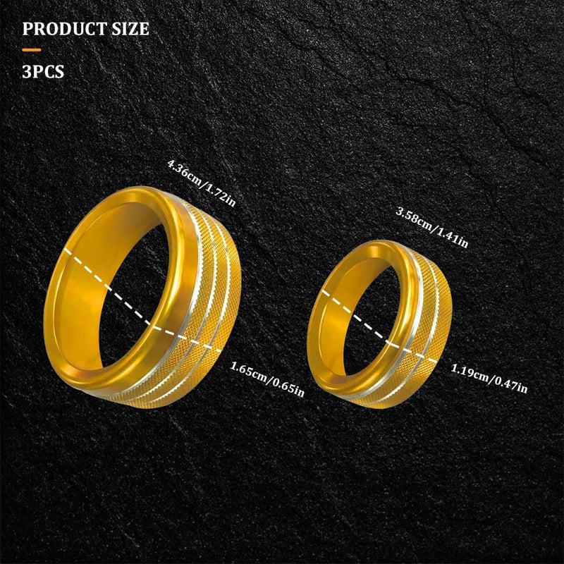 RGOAANC 3PCS Air Conditioner Switch Button Knob Cover, Aluminum Alloy Trim Ring, Trailer Gear Switch Compatible With Dodge Challenger Durango 2015-2022 (Gold) - Image 2