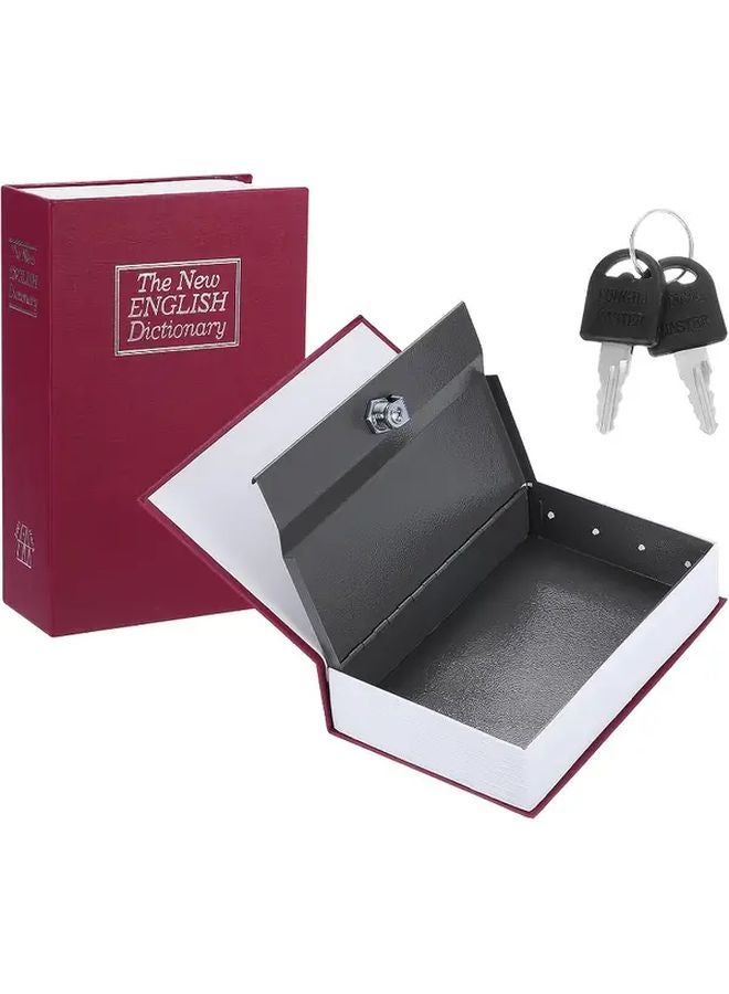 Red Heavy Duty Metal Lock Box with Key Portable Security Safe for Travel Office - Image 2