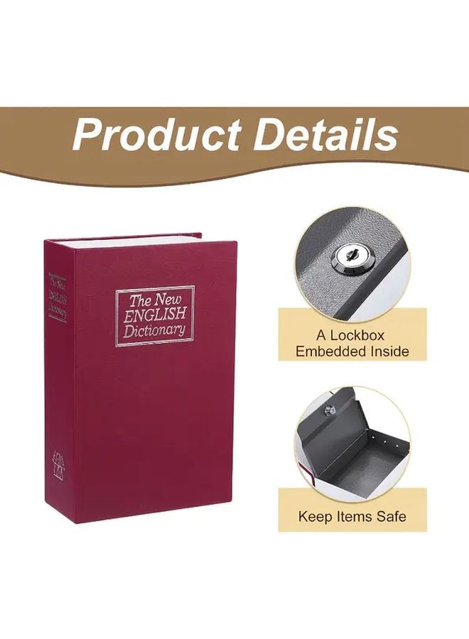 Red Heavy Duty Metal Lock Box with Key Portable Security Safe for Travel Office - Image 5