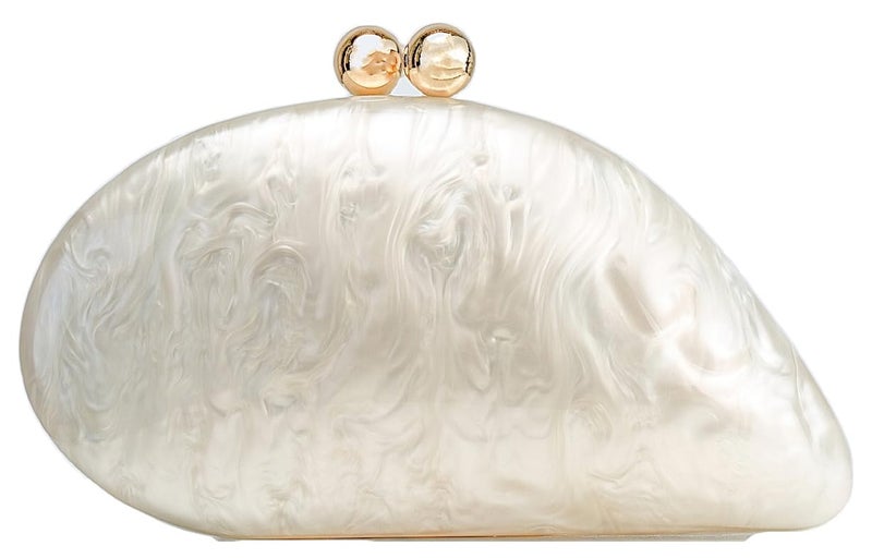 Jusavie Acrylic Pearl Clutch Purses Women Shell-shaped Evening Handbag Chic Evening Clutch Bag with Chain for Prom Wedding - Image 2