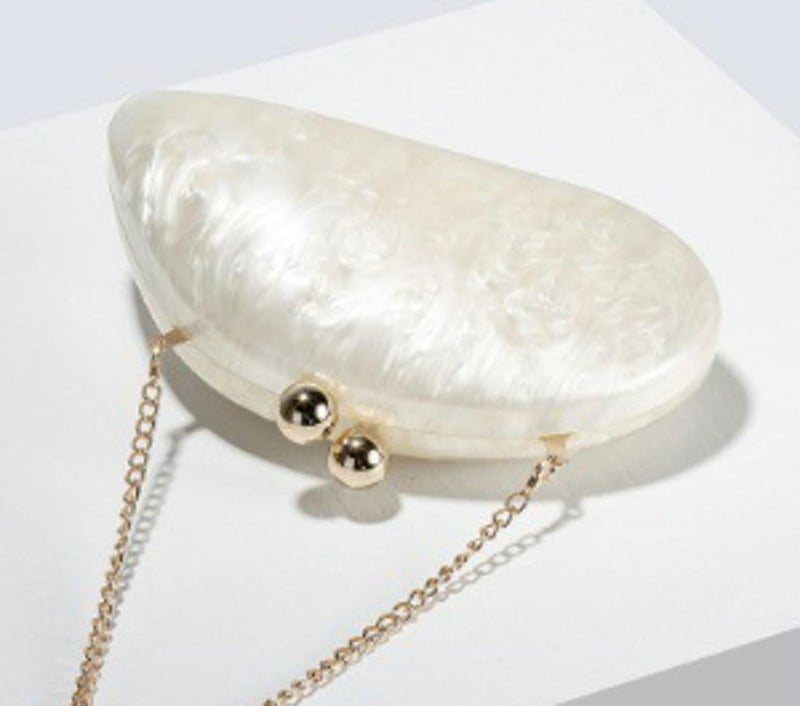 Jusavie Acrylic Pearl Clutch Purses Women Shell-shaped Evening Handbag Chic Evening Clutch Bag with Chain for Prom Wedding - Image 4