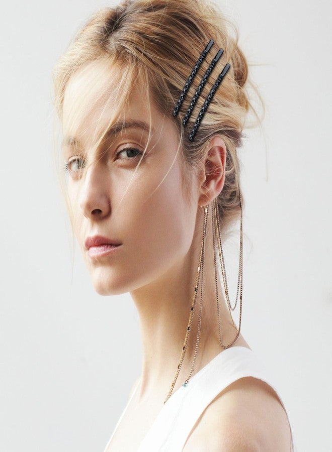 Aswewamt 40 Pcs Black Rhinestone Jumbo Bobby Pins, 2.44 Inch Metal Hair Clips Sparkly Crystal Diamond Hair Pins Decorative Shiny Hair Barrettes Hair Accessories for Women Thick Long Updo Hair Style - Image 4