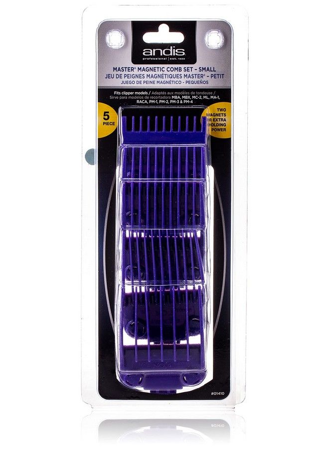 Andis مجموعة أمشاط مغناطيسية مزدوجة لحماية ماكينة قص الشعر الاحترافية 01410 تناسب Mba Mc2 Ml Pm & Pm4 مقاومة للماء باللون الأرجواني، مجموعة من 5 قطع - Image 2