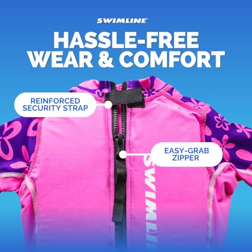 SWIMLINE Buoyant Zip-Up Swim Trainer Vest – Floating Life Jacket Suit for Children Ages 4+, Large 40-55 lbs, Girls, Pink - Image 5