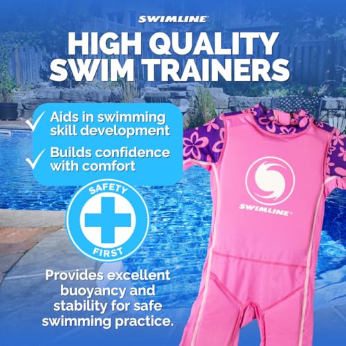 SWIMLINE Buoyant Zip-Up Swim Trainer Vest – Floating Life Jacket Suit for Children Ages 4+, Large 40-55 lbs, Girls, Pink - Image 2
