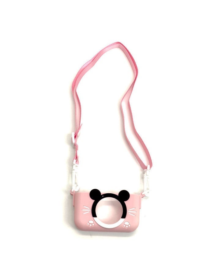 Generic Children's Camera Cartoon Protective Case Small Camera Silicone Case Anti-fall With Lanyard Mini Photo Soft Rubber Case-Color:Pink (little Bear Camera Cover + Rope) - Image 1
