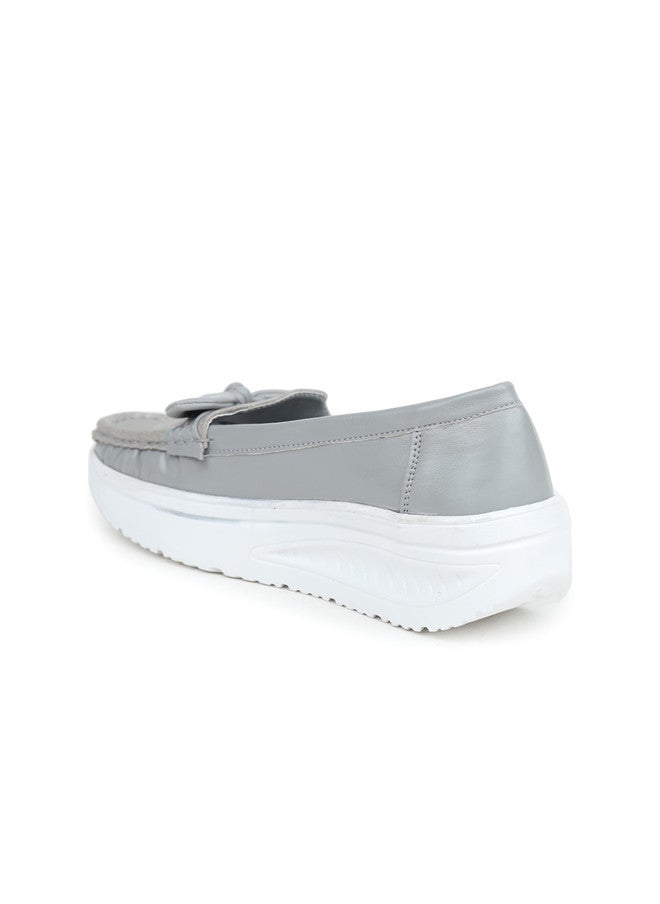 She Zone Grey Ballerinas with Bows for Women - Image 3
