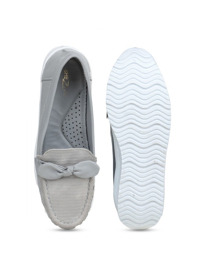 She Zone Grey Ballerinas with Bows for Women - Image 5