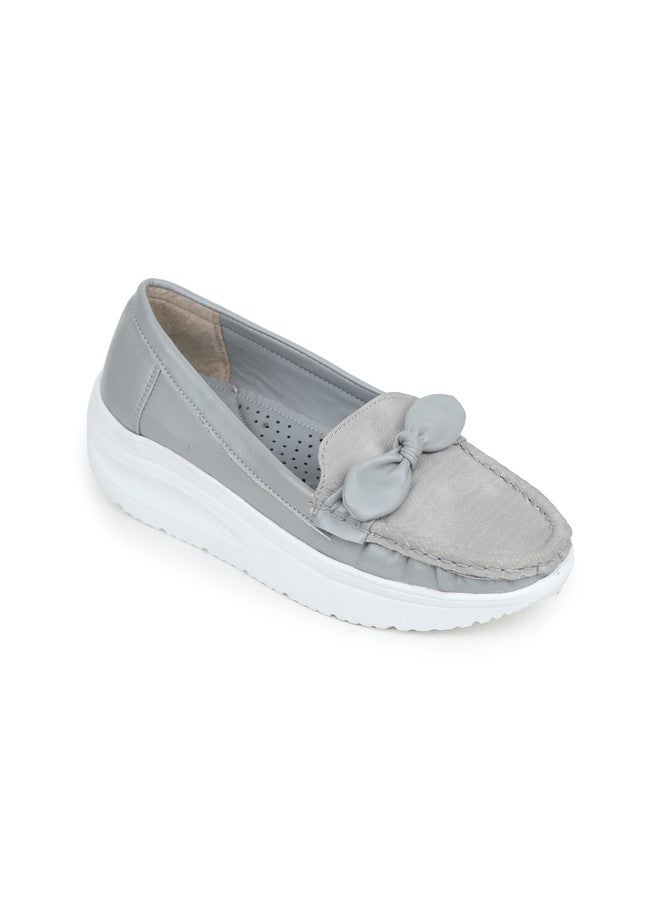 She Zone Grey Ballerinas with Bows for Women - Image 2