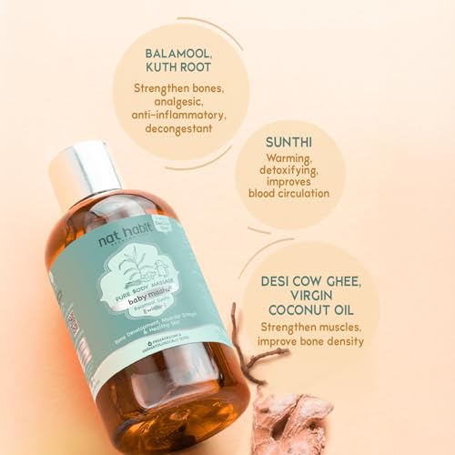 Nat Habit Winter Maahu Baby Massage Oil - Balamool Sunthi For Bone Development, Muscular Strength & Healthy Skin - Suitable For Ages 0 to 12 years - Zero Chemicals & Preservatives - 100ml - Image 2