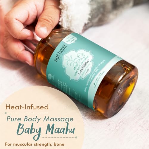 Nat Habit Winter Maahu Baby Massage Oil - Balamool Sunthi For Bone Development, Muscular Strength & Healthy Skin - Suitable For Ages 0 to 12 years - Zero Chemicals & Preservatives - 100ml - Image 3