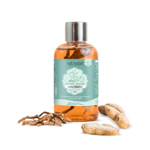 Nat Habit Winter Maahu Baby Massage Oil - Balamool Sunthi For Bone Development, Muscular Strength & Healthy Skin - Suitable For Ages 0 to 12 years - Zero Chemicals & Preservatives - 100ml - Image 1
