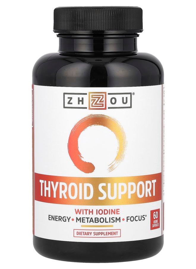 Zhou Nutrition Thyroid Support with Iodine 60 Veggie Capsules 
